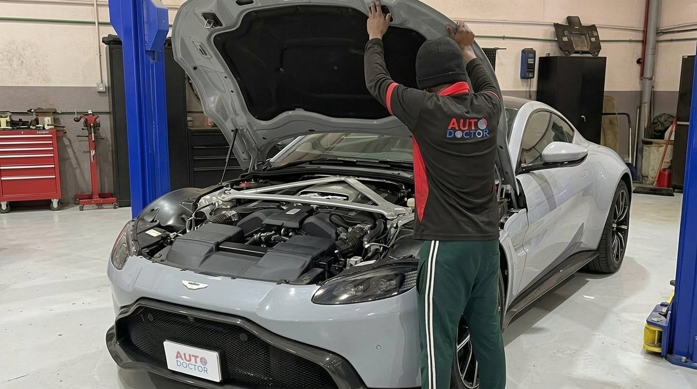 Aston Martin Vantage Engine Oil Change Service in Dubai at Auto Doctor