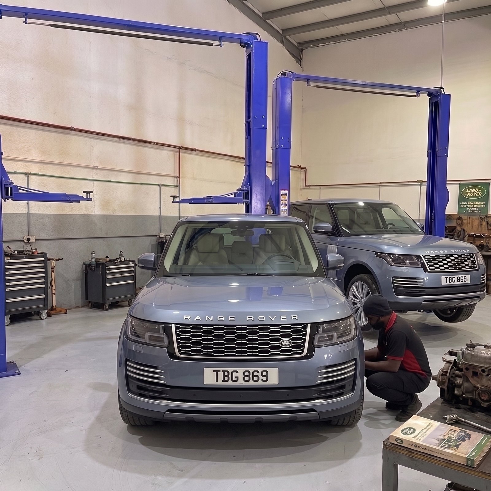 Land Rover repair Dubai specialist working on engine and suspension service