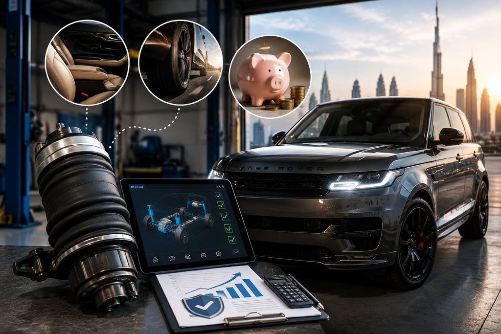 Range Rover Sport air suspension inspection showing early diagnosis, improved ride comfort, and reduced repair costs.